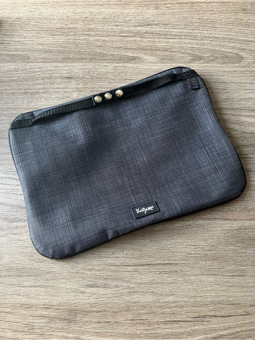 Thirty-One Black/Gray Cross Pop Pocket-A-Tote Zip Rectangle Bag Pouch #758D